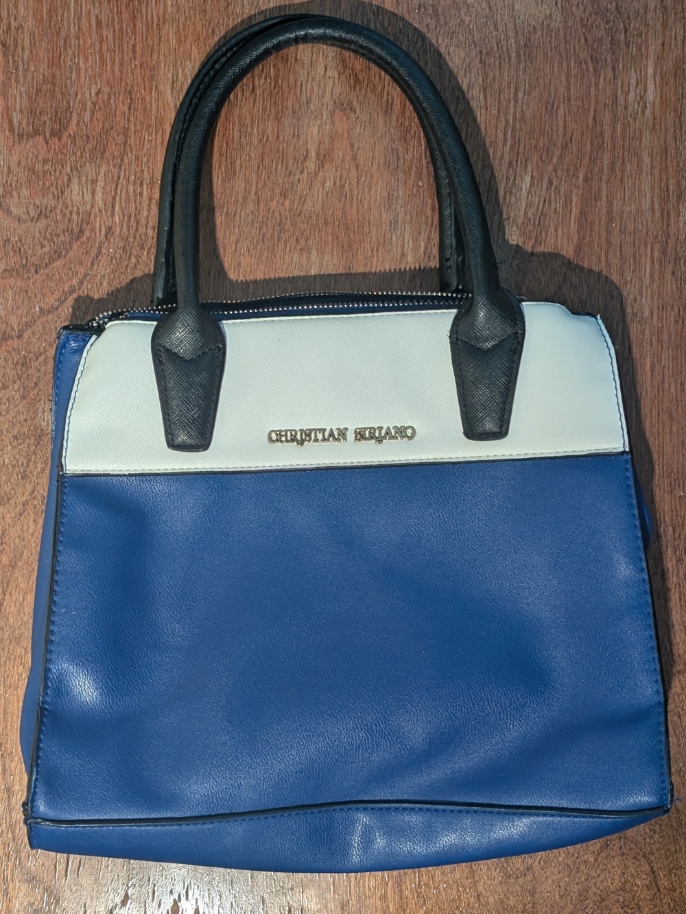 Christian Siriano Colorblock Satchel Handbag - Blue, White & Black